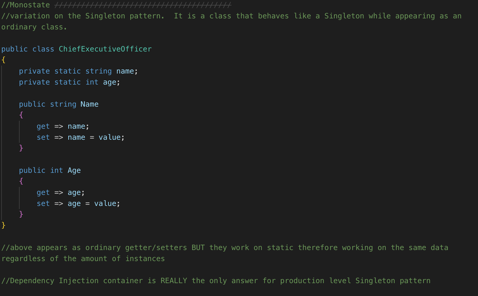 Monostate singleton