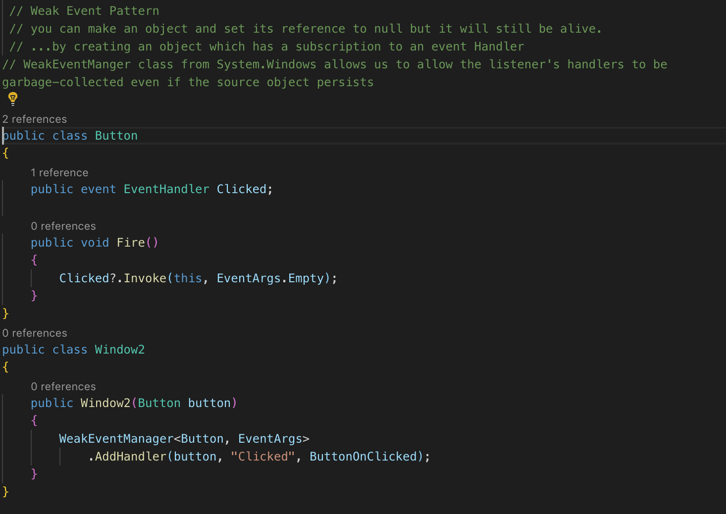 Weak Event Pattern example