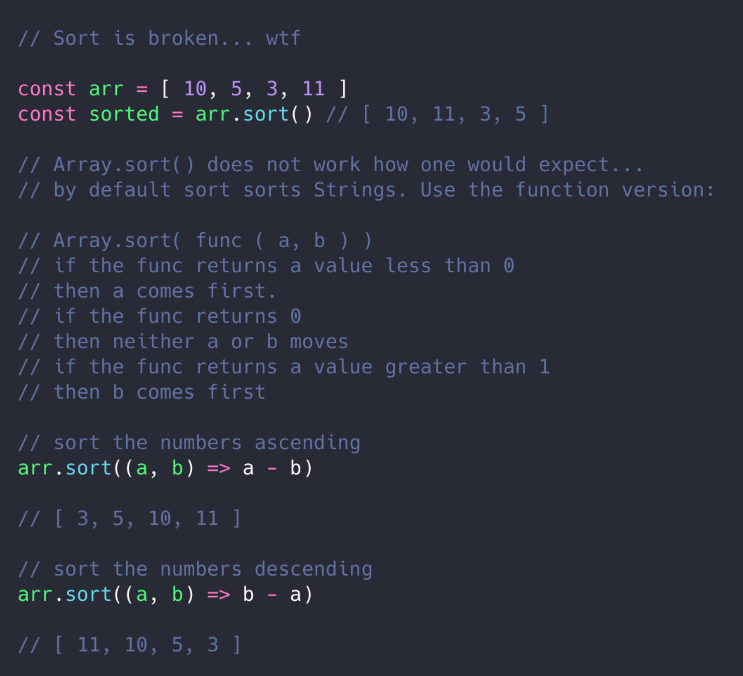 Array sort some JS basics10