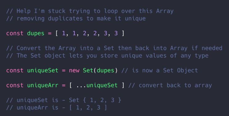 JS Array to Set basics6