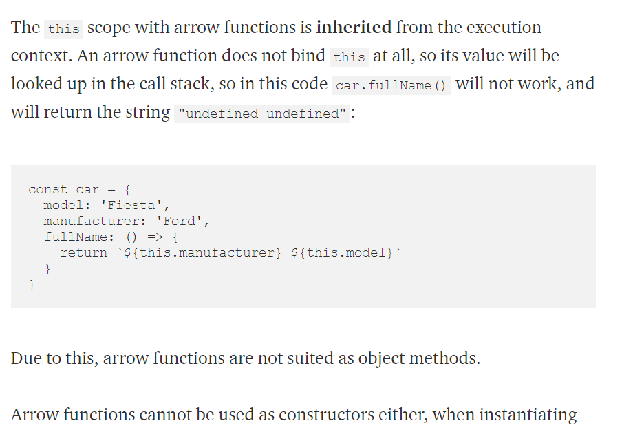 how this works with arrow functions