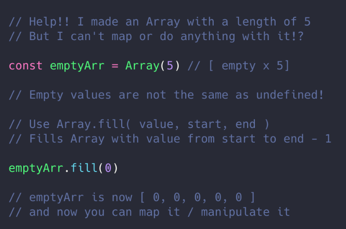 Array fill some JS basics9