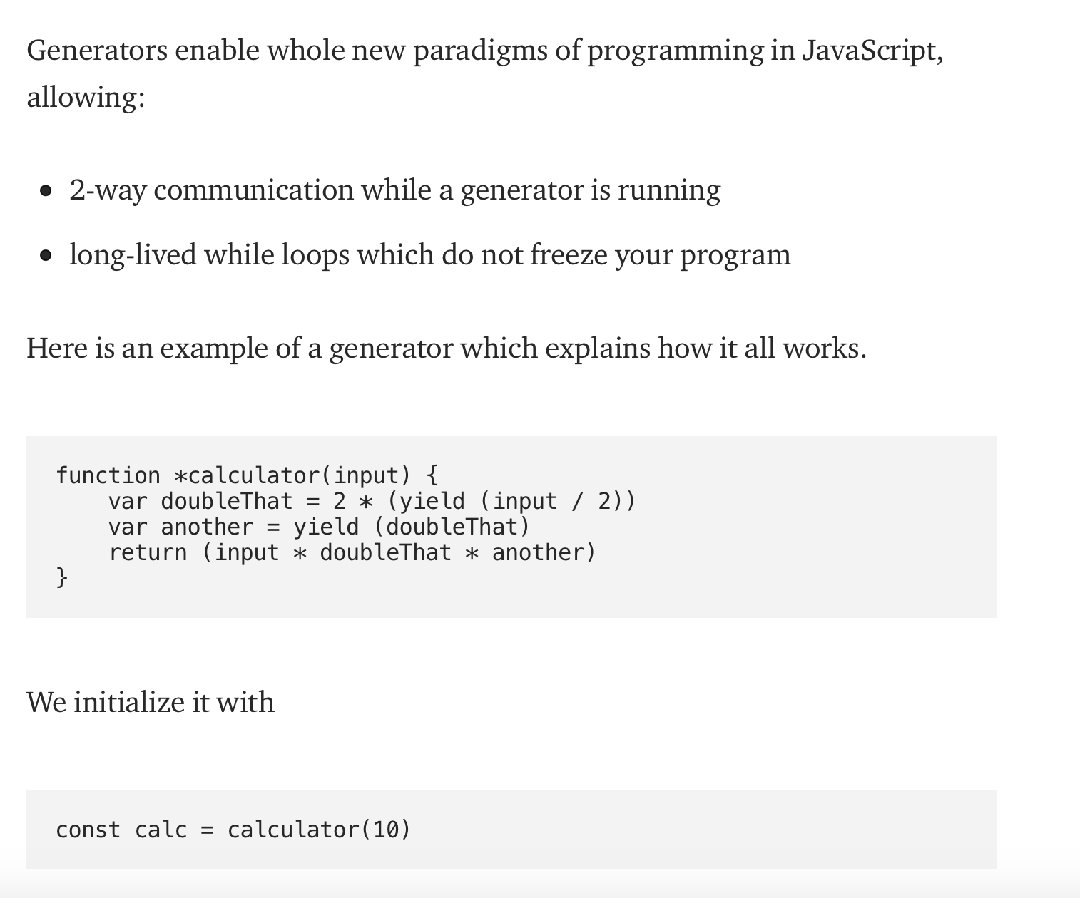 Generator in JS 2