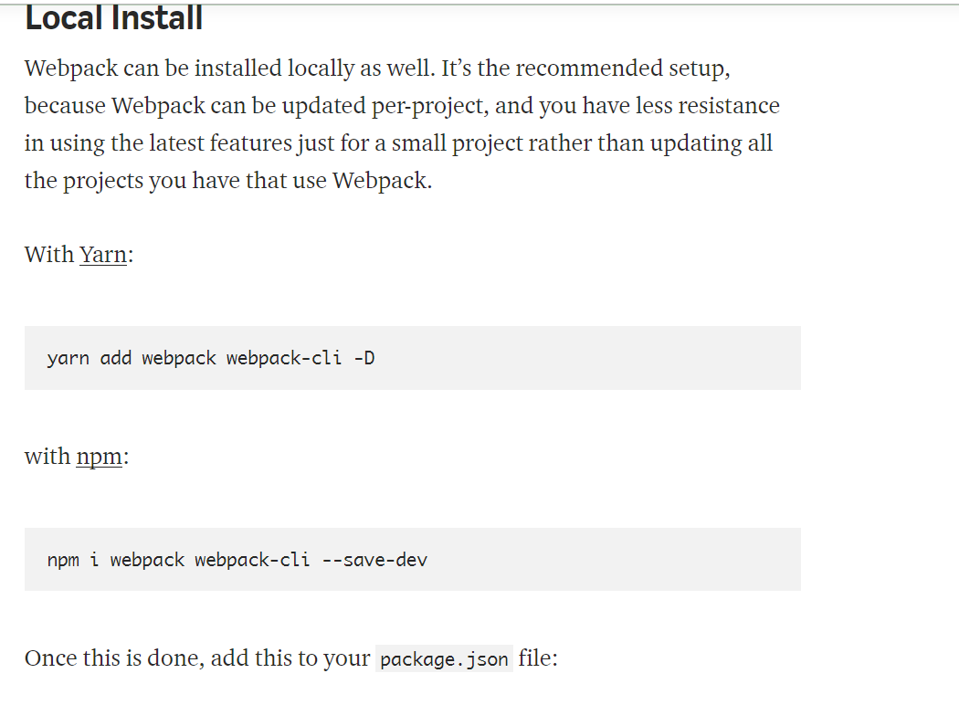 Install Webpack locally