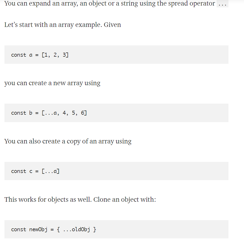 Spread Operator example