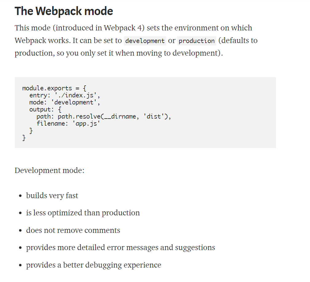 The Webpack mode